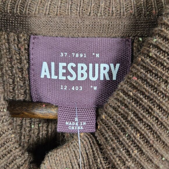 Alesbury Men's Size Small Brown Speckled 1/4 Button Up Sweater NWOT - Picture 4 of 7
